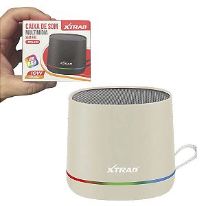 Caixa De Som Bluetooth Fm Rgb Portátil Xtrad 10W Creme