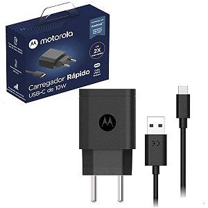 Carregador De Parede Motorola 10W Saida Usb A Com Cabo Usb C