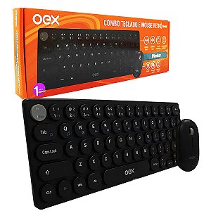 Kit Teclado E Mouse Sem Fio Preto Retro Oex Slim Pop Silent