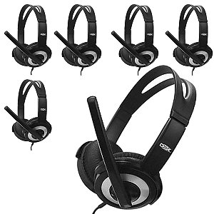 Kit 5 Fone De Ouvido Usb Headset Microfone Df-55 Com Volume