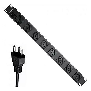 Regua Tomada Filtro De Linha 8 Tomadas Rack 19 1u Bivolt