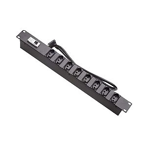 Filtro de Linha Regua para Rack 19 1u 8Tomadas 10A Disjuntor