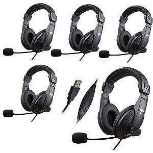 Kit 5 Fone De Ouvido Headset Usb Para Escritório Home Office