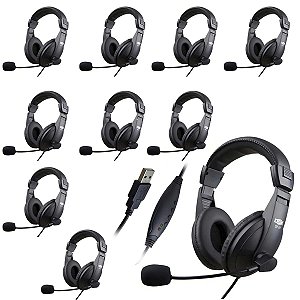 Kit 10 Fone De Ouvido Headset Usb P/ Escritório Home Office
