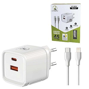 Carregador Turbo Tomada 45w Usb C Para Iphone Lightning 1m