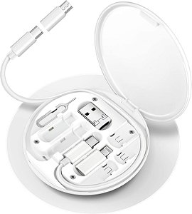 Kit Multi Adptador Cabo Usb C Otg Usb Para Lightning Branco
