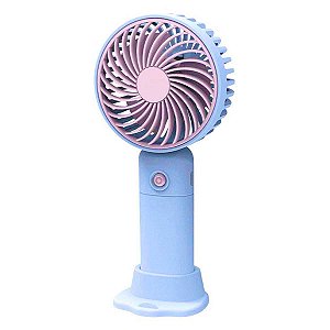 Mini Ventilador Portátil 3 Velocidades Recarregável Usb Azul
