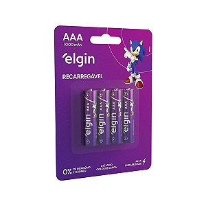 Blister Com 4 Pilhas Recarregáveis Elgin AAA 1000mAh