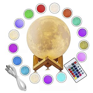 Umidificador Aromatizador Luminária Abajur Rgb Lua Cheia
