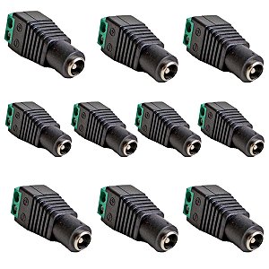 Kit 10 Conector Bnc P4 FEMEA Cftv Com Borne Para Cameras