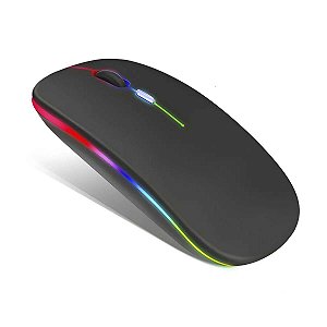 Mouse Sem Fio Slim RGB Recarregável Wifi/Bluetooth 1600dpi