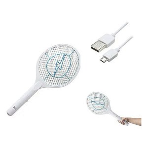 Raquete Elétrica Mata Insetos Potente HC034 Recarregável USB