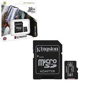 Cartão De Memória Micro SD Kingston 32GB 100MB/s Classe 10
