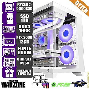 Computador Pc Gamer Mdi Ryzen 5 5500X3D 16GB RTX3060 12G 1TB