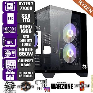 Computador Pc Gamer Mdi Ryzen 7 7700X 16GB RTX 5060ti 16GB 1TB