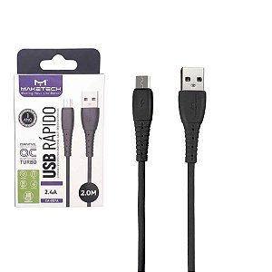 Cabo USB Para V8/Micro USB 2M Preto Maketech CA-227A
