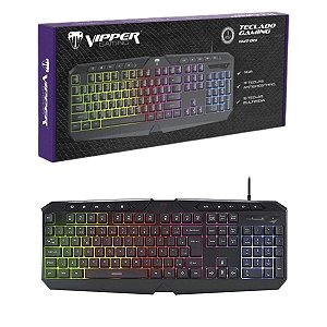 Teclado Gamer Multimídia Preto Viper GMT-019 Iluminação RGB