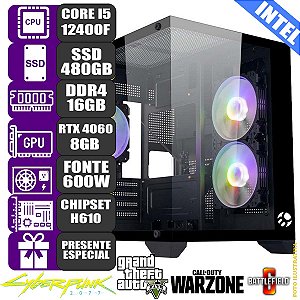 Computador Pc Gamer Mdi Intel Core i5 12400F RTX 4060 8G 16G