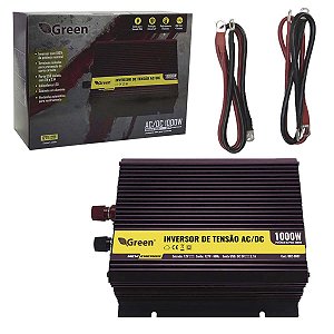 Inversor Conversor Tensão 12v P/ 127v 1kVA 1000W Usb Green