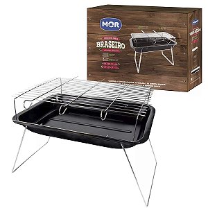 Churrasqueira Portátil A Carvão 3 Espetos Grelha Braseiro