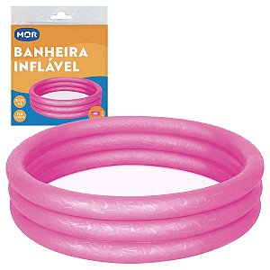 Piscina Inflável Banheira Redonda Mor 102*25cm 130L Rosa