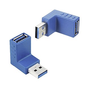 Emenda Adaptador 90 Graus USB A 3.1 Fêmea P/ USB A 3.1 Macho