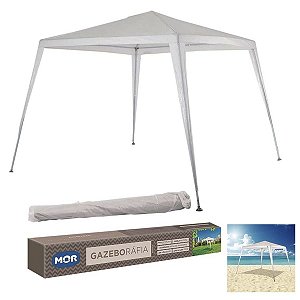 Tenda Gazebo Mor Ráfia Para Praia Aço Carbono 2,4x3m Branco