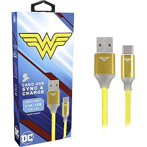 Cabo Turbo USB P/ USBC Mulher Maravilha Reforçado 5+018-0904