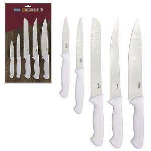 Kit 5 Facas Assador Açougue Churrasqueiro Aço Inoxidável Mor