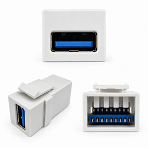Keystone USB 3.0 180° Emenda Pass Through P/ Painel Espelho
