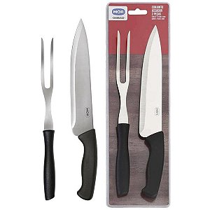 Conjunto Do Assador 2 Peças Faca 8" E Garfo Churrasco Mor