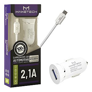 Carregador Veicular USB C/ Cabo Micro USB V8 Maketech DL-C12