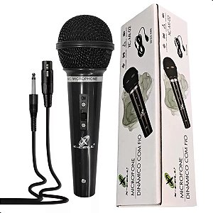 Microfone Dinâmico Para Karaoke Com Fio 3m Caixa De Som P10