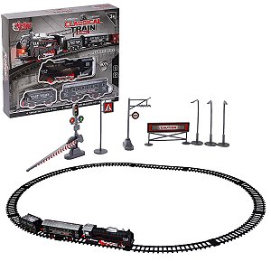 Trem Tremzinho De Brinquedo 3 Vagões + Trilhos C/ Som Luz