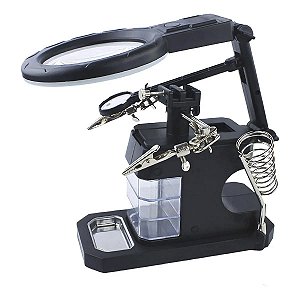 Lupa De Bancada Terceira Mão Para Solda Eletrônica Led