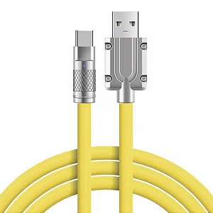 Cabo Usb C 120w Silicone Turbo Nao Quebra Resistente Amarelo