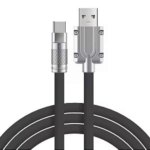 Cabo Usb C 120w Silicone Turbo Nao Quebra Resistente Preto