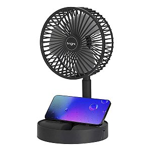 Mini Ventilador De Mesa Bright Usb 9w Recarregável Preto