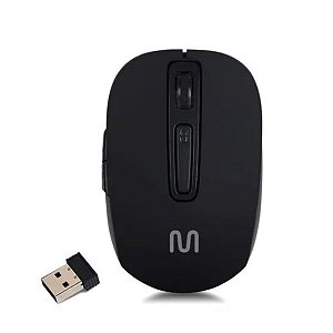 Mouse Sem Fio Recarregável Usb 1600dpi  Multilaser Preto