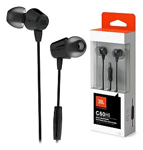 Fone de Ouvido JBL Intra Auricular C50HI Com Microfone Preto