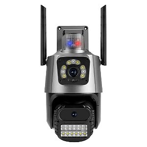 Camera Ip Externa Ptz 360 Wifi C/ Alarme Sirene 4k 2 Lentes