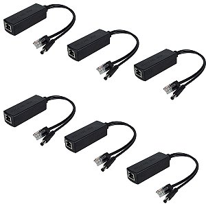 Kit 6 Adaptador Poe Ativo Power Over Ethernet 48v Saída 12v