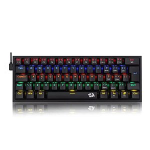 Teclado Gamer Mecânico Redragon Fizz Rainbow Switch Blue 60%