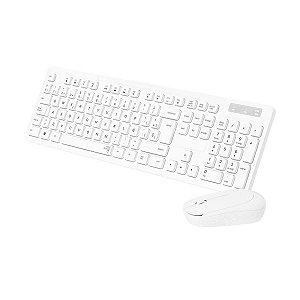 Kit Teclado e Mouse Slim Sem Fio Wireless Branco Brazil Pc