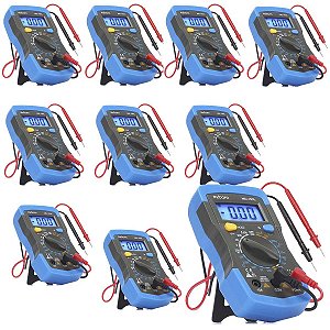Kit 10 Multimetro Digital Profissional Beep Continuidade Led