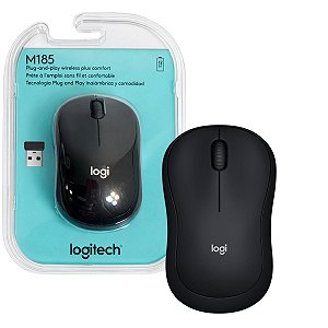 Mouse Sem Fio Wireless Logitech M185 Preto Confortável