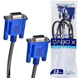 Cabo Vga Para Vga Macho 1,5 Metros 15 Pinos Cabo Vga Exbom