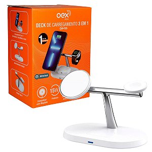Carregador Base Dock Sem Fio OEX 3 em 1 CW105 Iphone Indução