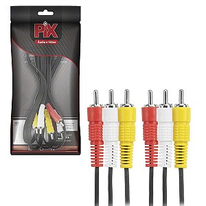 Cabo Rca Metal 3x3 Rca 1,8 Metros Video Cassete Dvd Tv