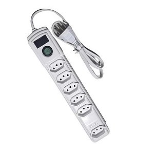 Filtro De Linha Extensão 3 Pinos 5 Tomadas 3 Metros Branco